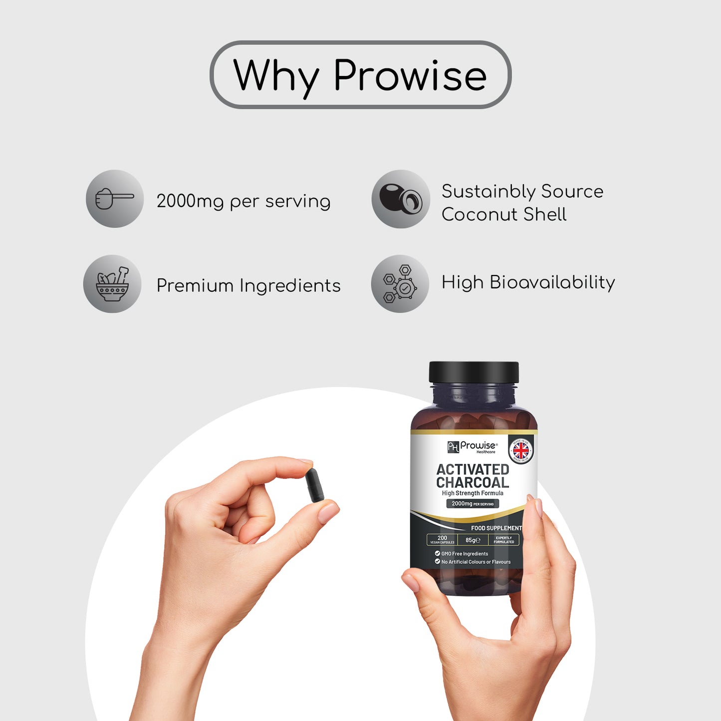 Capsule di carbone attivo 1200 mg 200 capsule per porzione