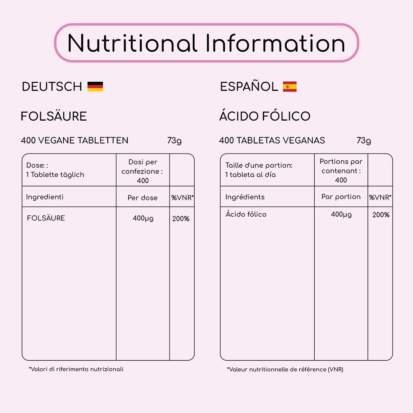 Vegan Folic Acid 400μg 400 Tablets