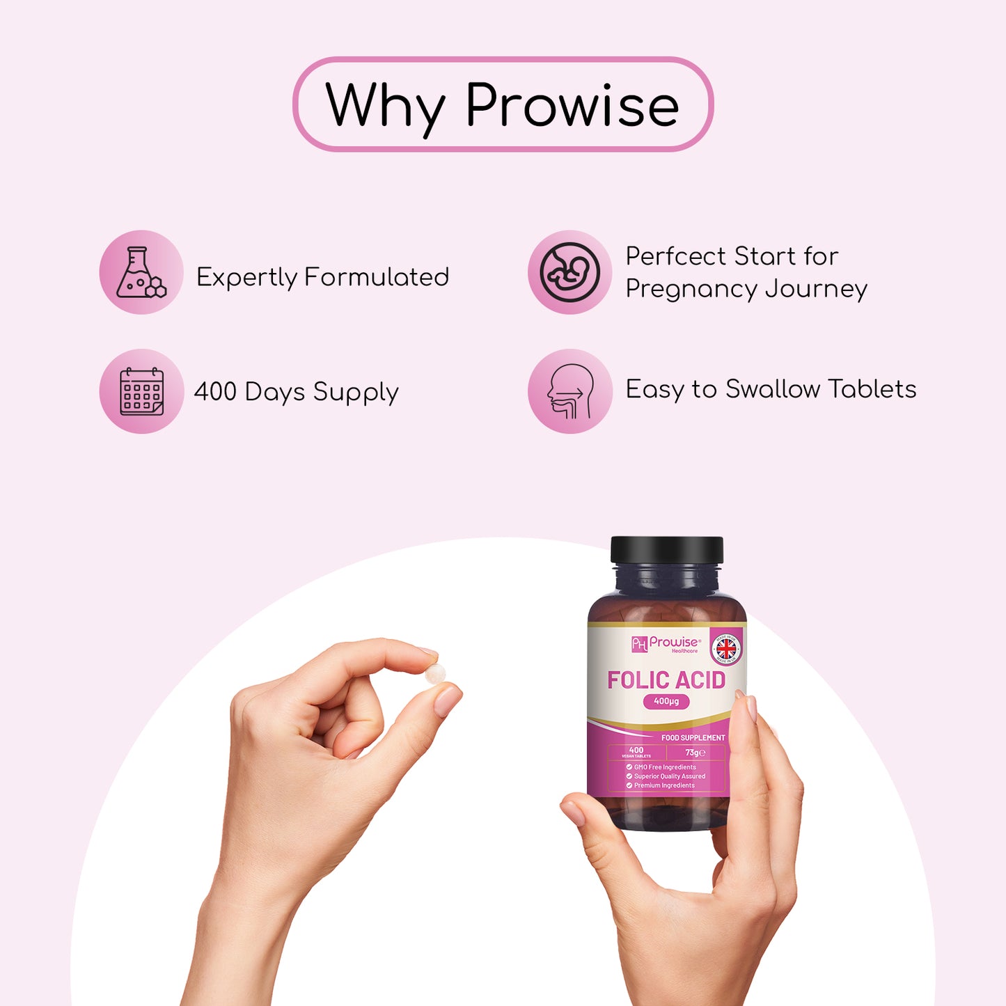 Vegan Folic Acid 400μg 400 Tablets