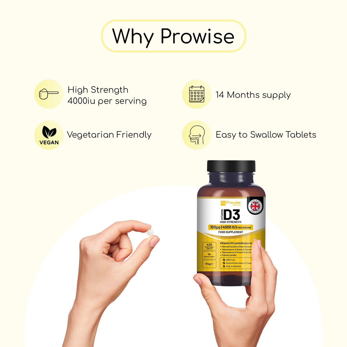 Vitamin D3 4000iu 425 Vegeterian Tablets