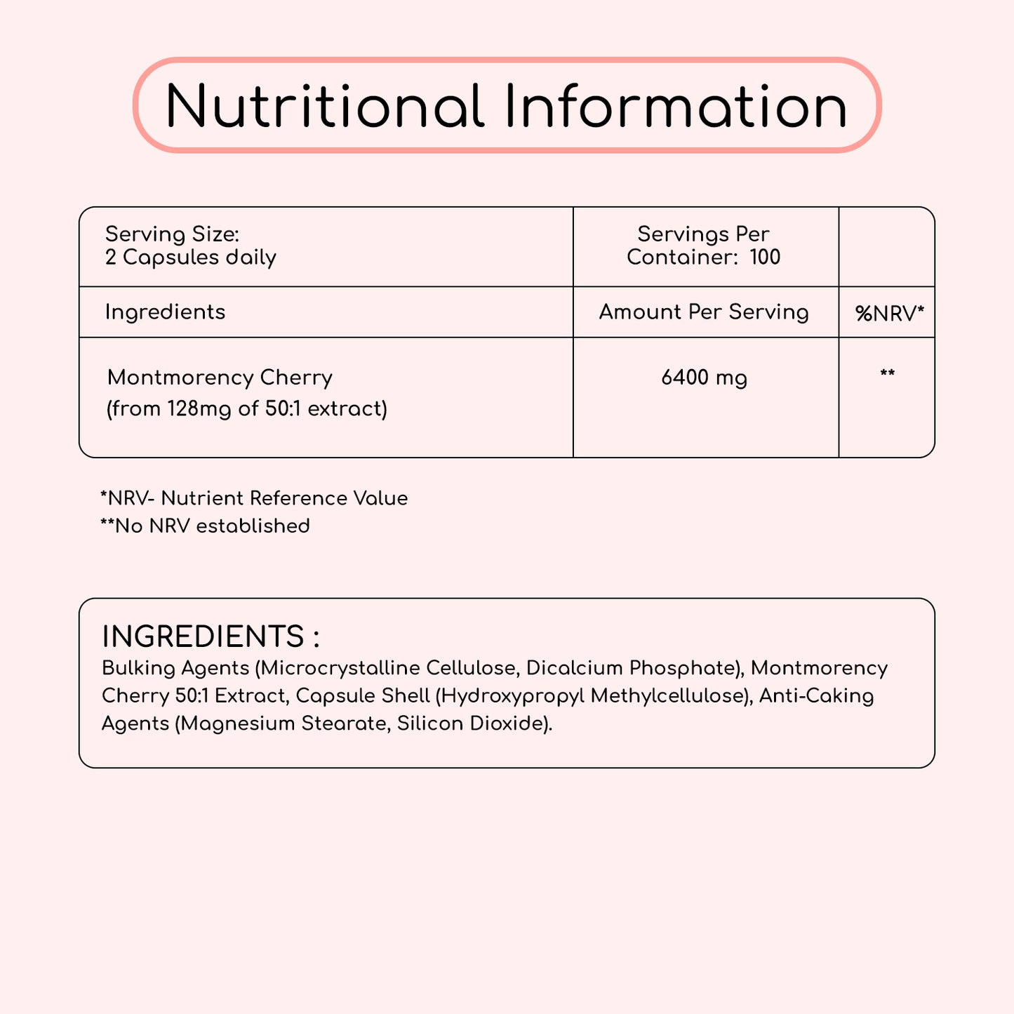 Montmorency Cherry Capsules 6400mg 200 Vegan Capsules