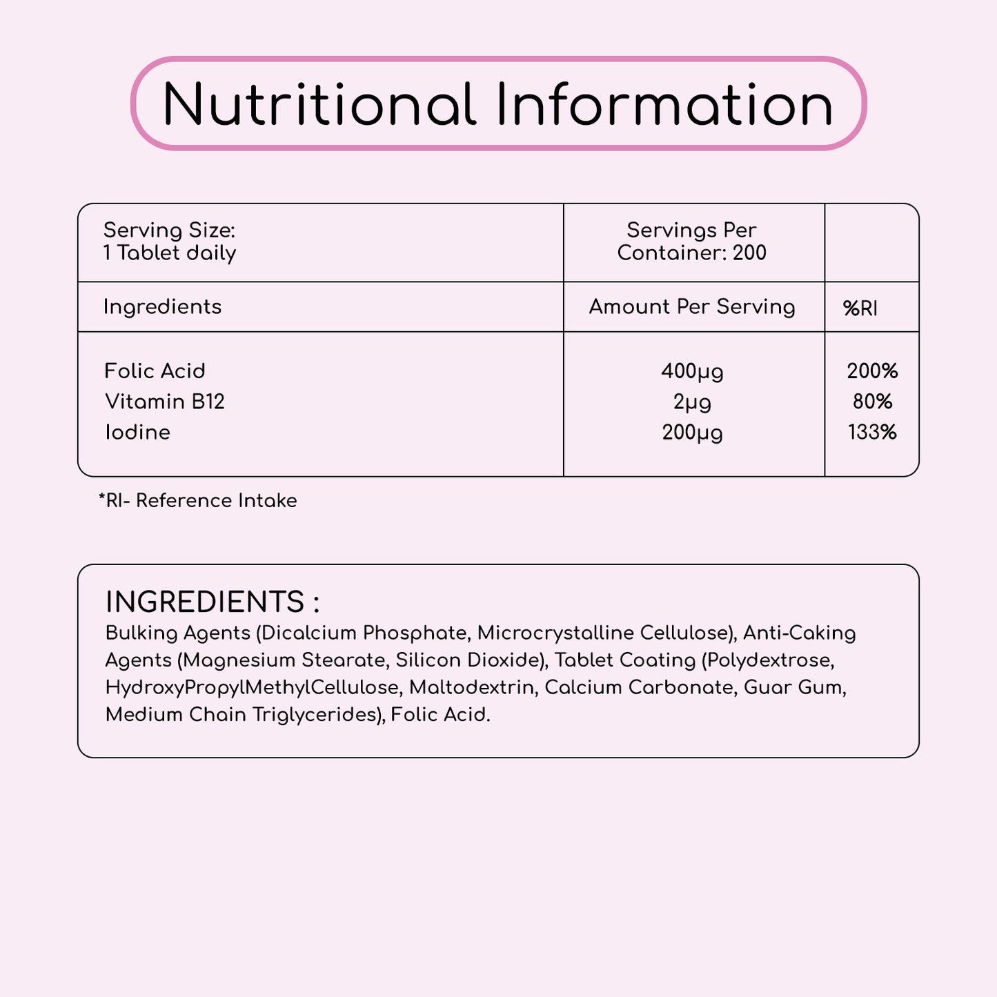 Vegan Folic Acid 400μg 200 Tablets
