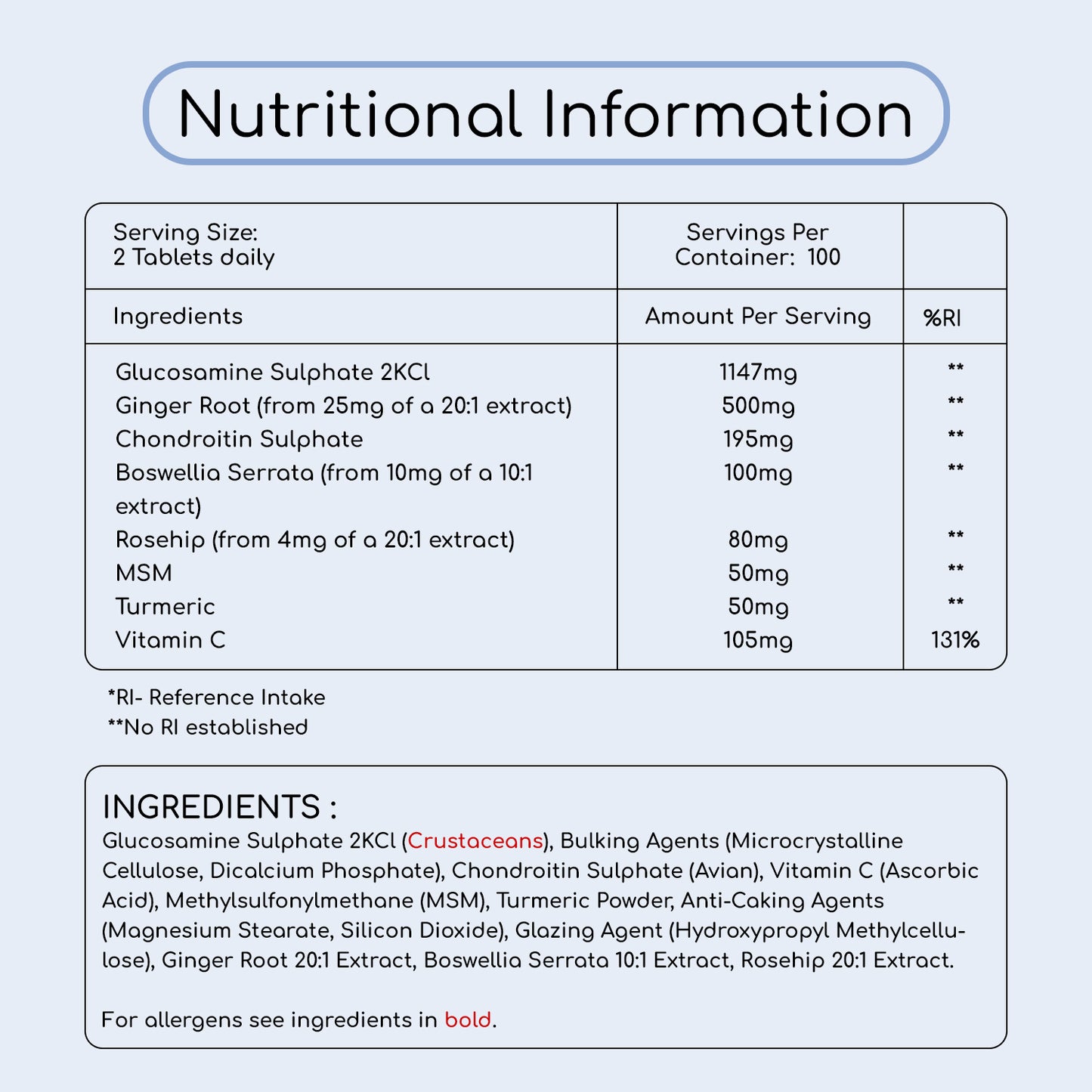 Glucosamine And Chondroitin Tablets