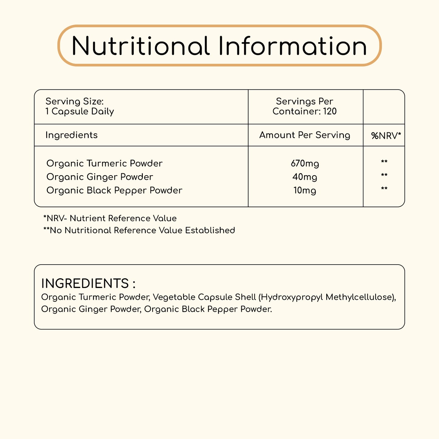 Turmeric Capsules with Black Pepper 720mg 120 Capsules