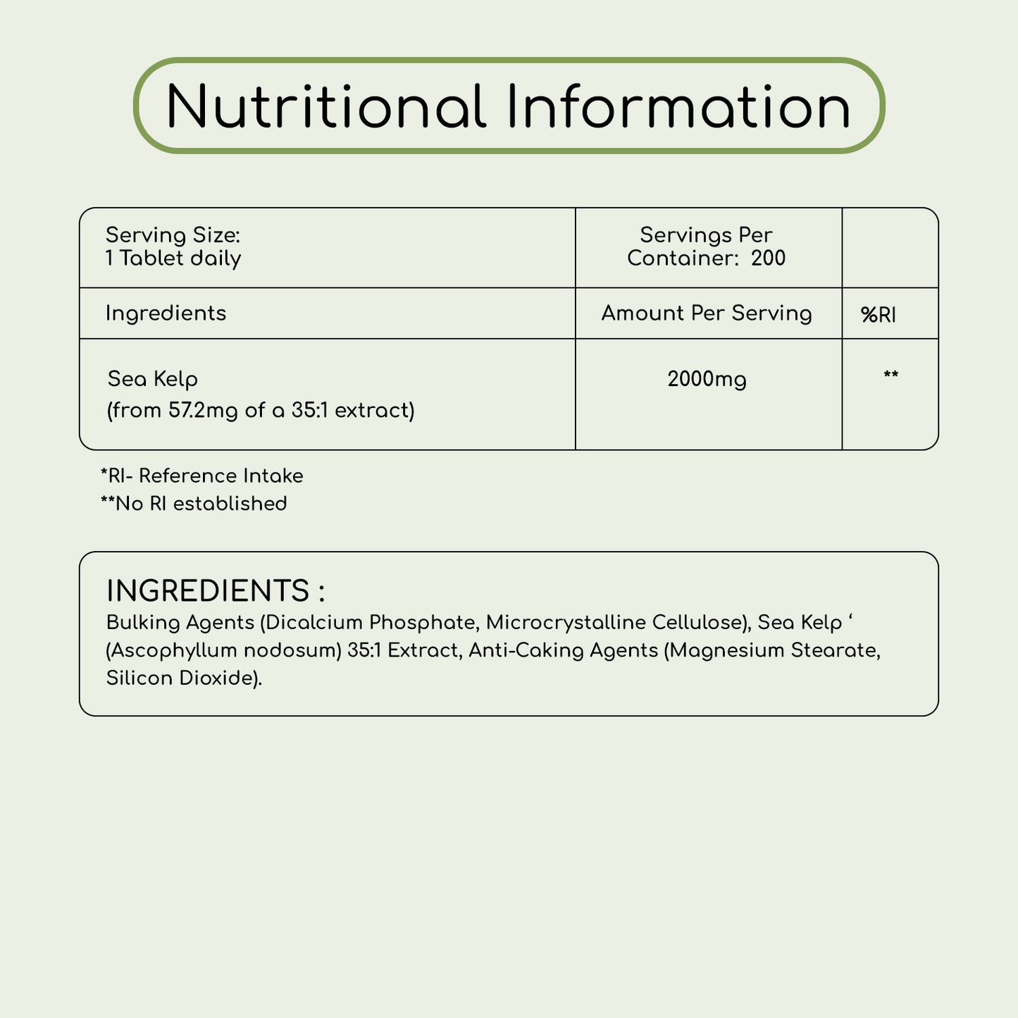 Sea Kelp Tablets 2000mg