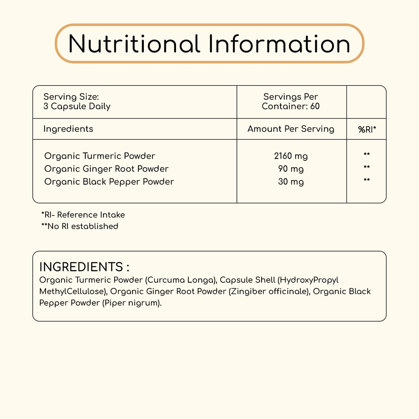 Turmeric with Ginger and Black Pepper 2280mg 180 Capsules