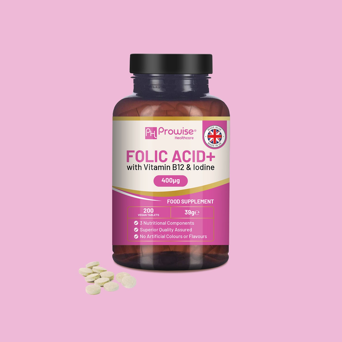 Folic Acid+ 400μg 200 Vegan Tablets