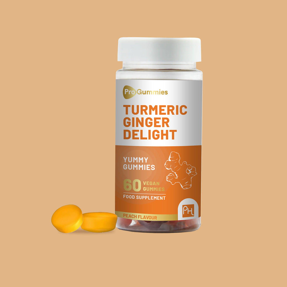 Turmeric Gummies 60 Vegan Turmeric Ginger Gummies