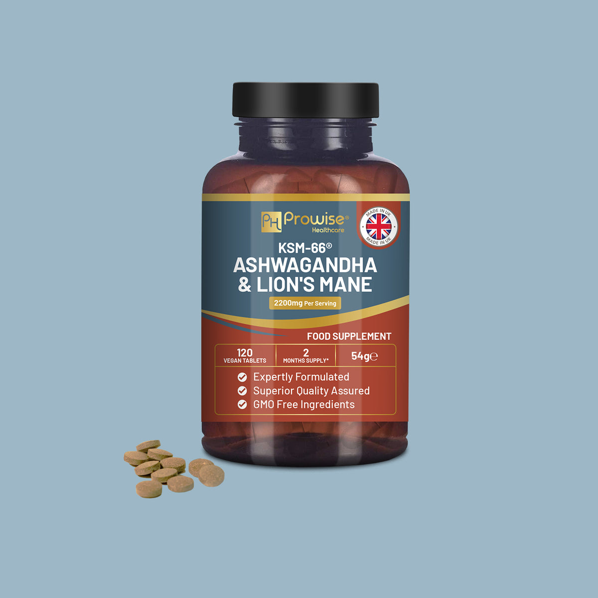 KSM 66 Ashwagandha & Lions Mane Mushroom Tablets