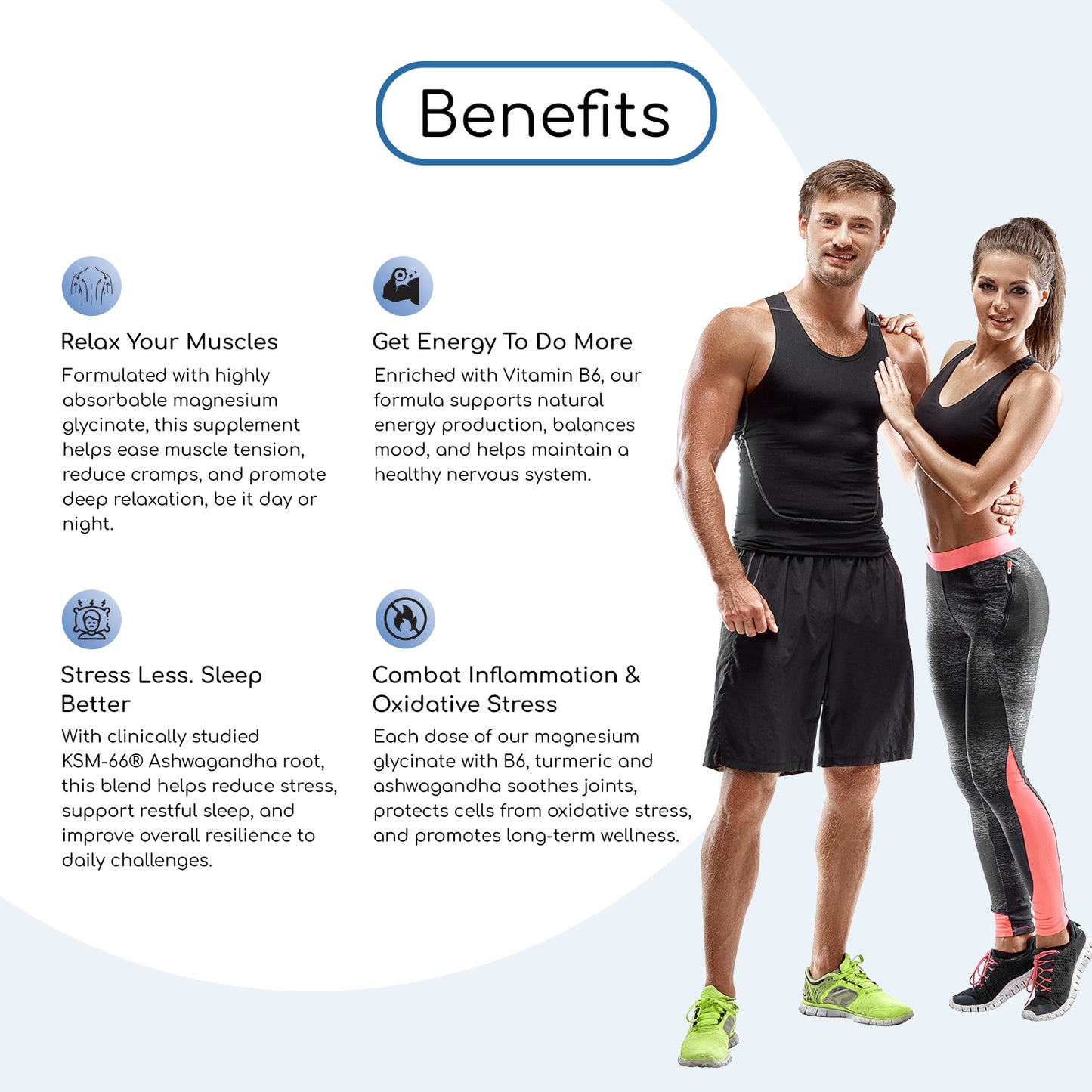 4 in 1 - Magnesium Glycinate Complex with KSM Ashwagandha and Turmeric