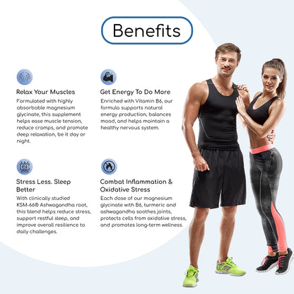 4 in 1 - Magnesium Glycinate Complex with KSM Ashwagandha and Turmeric