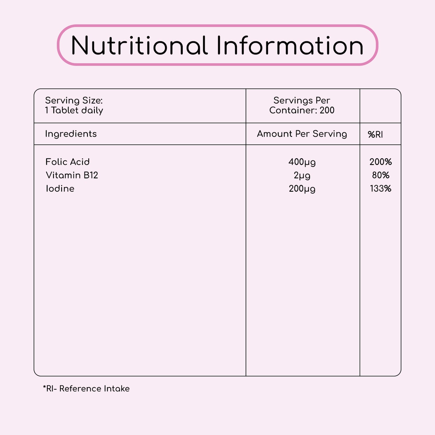 Folic Acid+ 400μg 200 Vegan Tablets