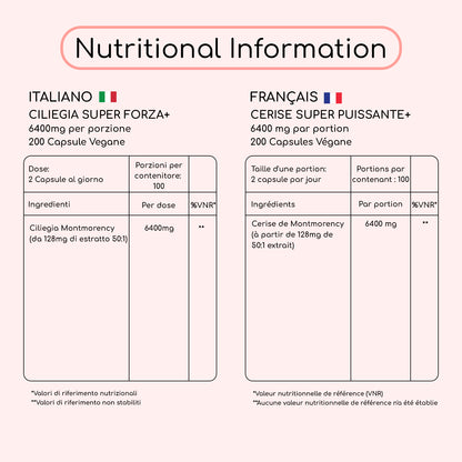 Capsule di ciliegia Montmorency 6400 mg 200 capsule vegane 