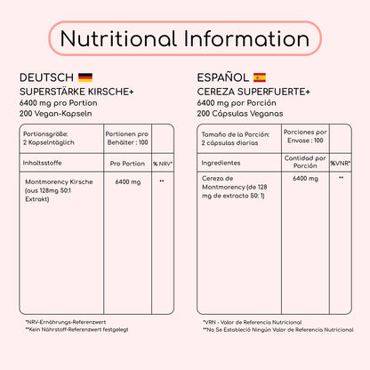 Capsule di ciliegia Montmorency 6400 mg 200 capsule vegane 