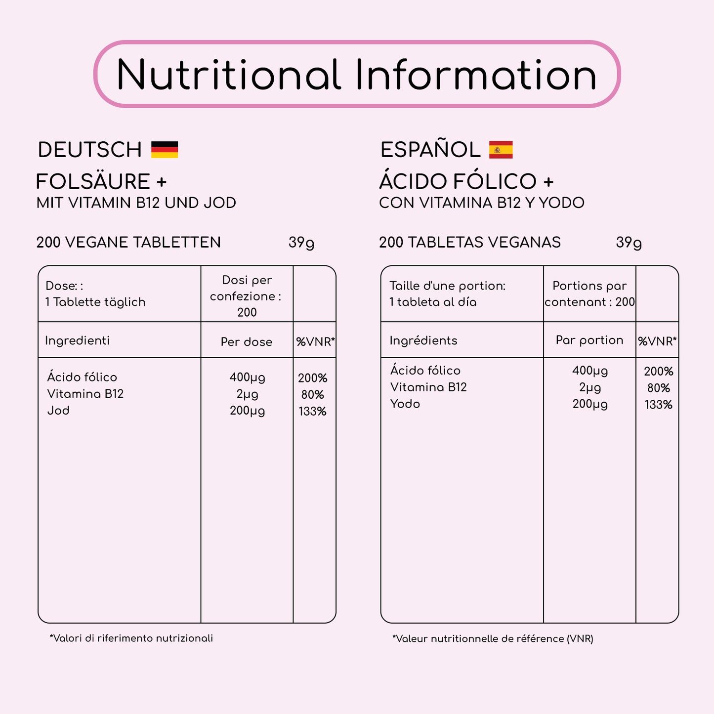 Folic Acid+ 400μg 200 Vegan Tablets