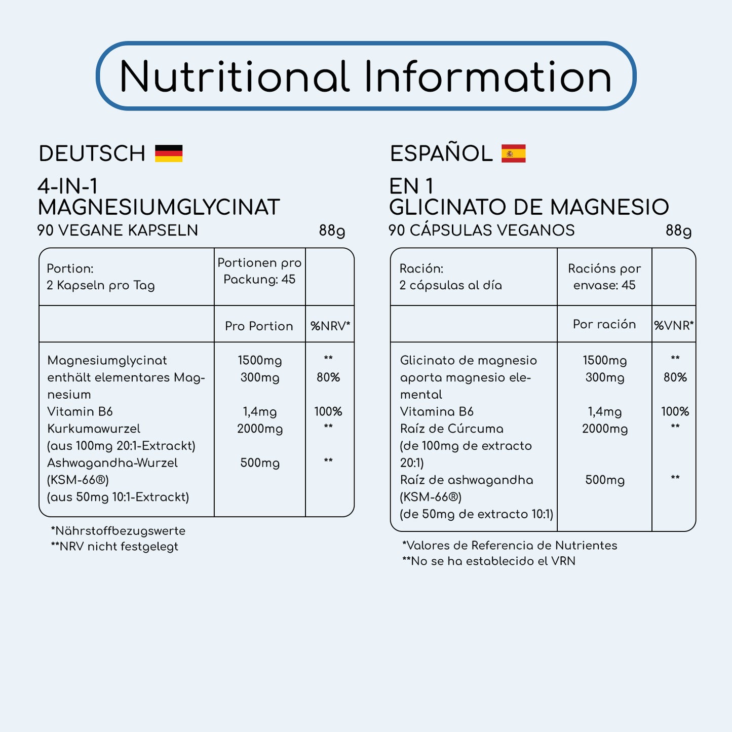 4 in 1 - Magnesium Glycinate Complex with KSM Ashwagandha and Turmeric