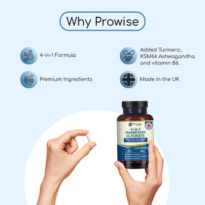 4 in 1 - Magnesium Glycinate Complex with KSM Ashwagandha and Turmeric