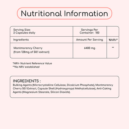 Montmorency Cherry Capsules 6400mg 200 Vegan Capsules