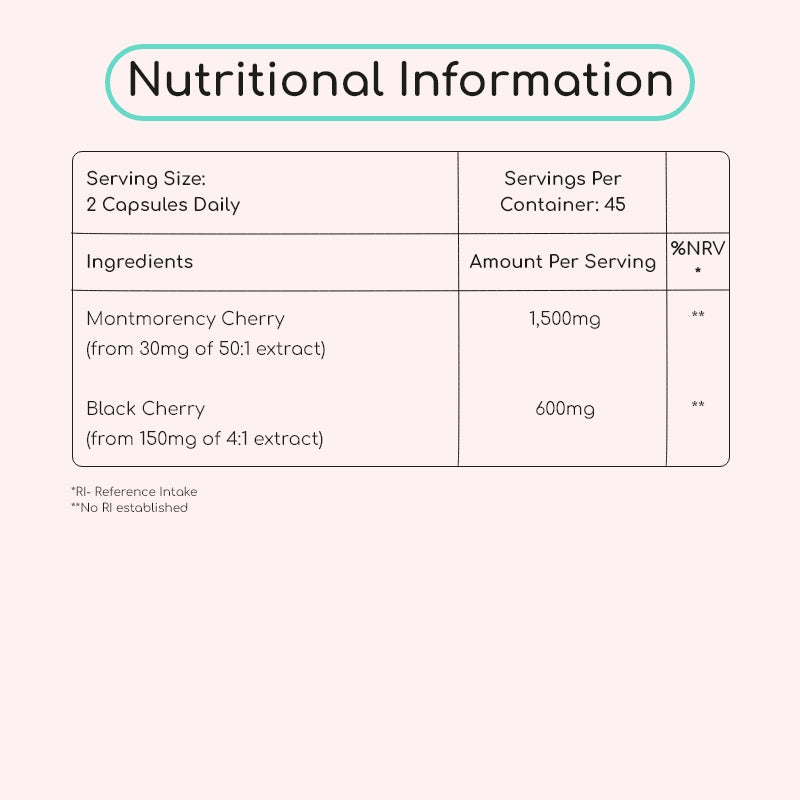 nutritional information table