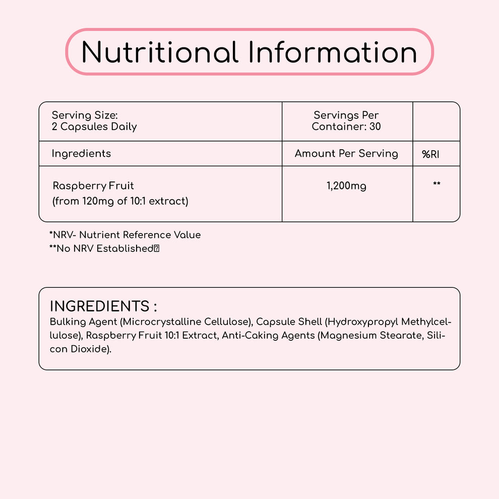 Raspberry Extract Capsules | 1200mg 60 Vegan Capsules